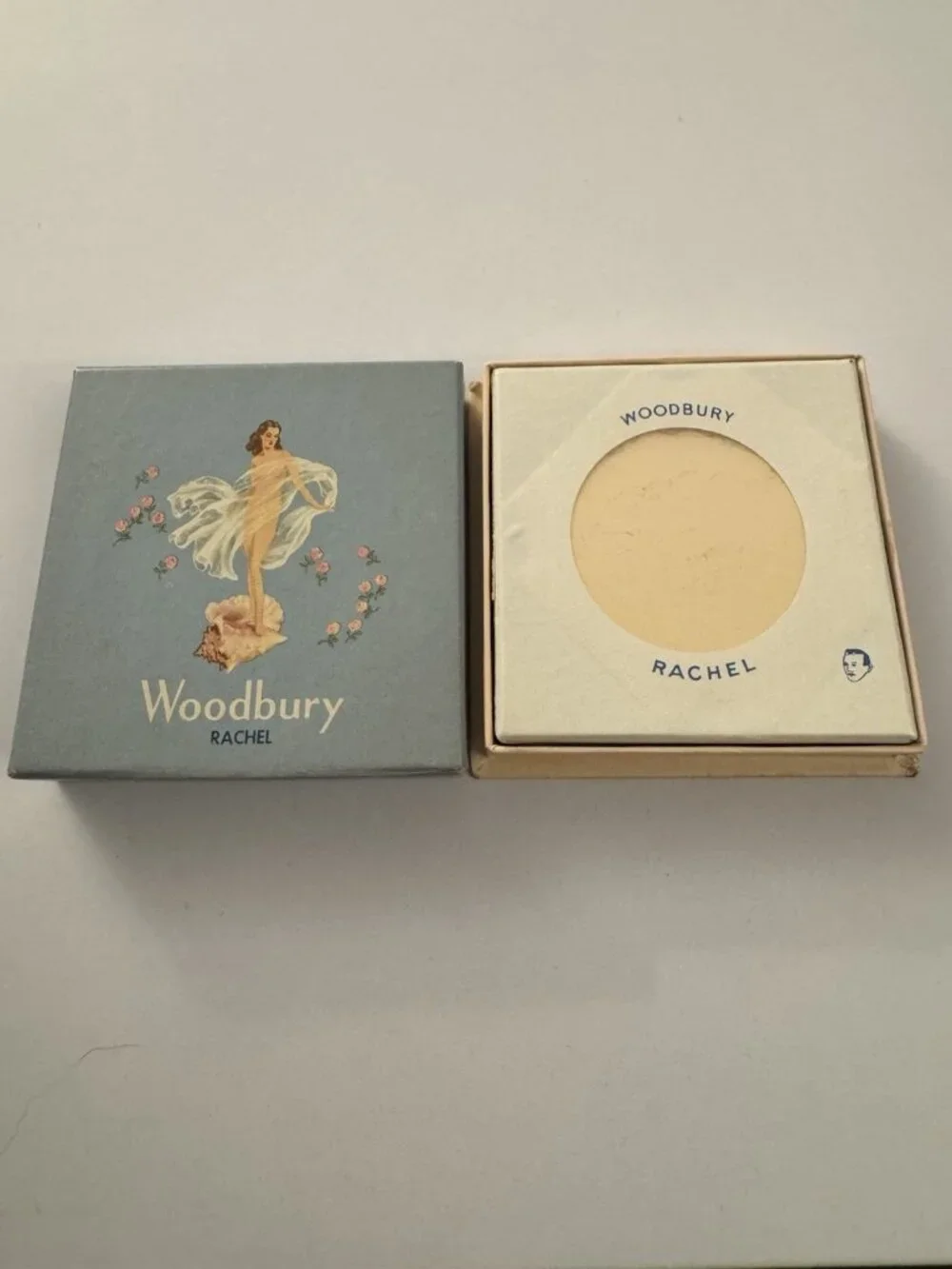 Vintage Woodbury Face Powder Box With Powder Rachel Lady Shell 1950’s New EB1